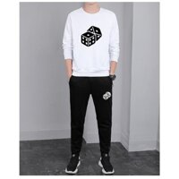 Bộ cổ tròn nam xúc xắc,quần áo thu đông dài tay chất vải da cá mềm mặc thoải mái otisstore.vn