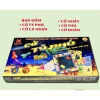 Bộ Cờ Tỷ Phú Cao Cấp 5in1, Hàng Việt Nam Chất Lượng Cao- Gồm : Cờ Nhảy-Cờ Đoan-Cờ Cá Ngựa - Cờ Thú - Cờ Tỷ Phú