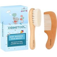 Bộ cọ và lược chải tóc cho bé - Bộ cọ tóc bằng gỗ có lông dê mềm và lược chải cho trẻ sơ sinh & trẻ mới biết đi, lý tưởng để thúc đẩy sự phát triển tóc khỏe mạnh, nắp nôi