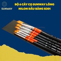 Bộ cọ vẽ lông nilon Sunway B301- Bộ 6 cây dùng vẽ acrylic, sơn dàu, màu gouache