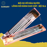 Bộ cọ vẽ màu nước lông sói Sunway B304 cao cấp- Bộ 6,12 cây