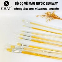 Bộ cọ vẽ màu nước sunway lông lợn, chuyên vẽ màu nước,acrylic,vẽ tranh tường