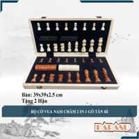 Bộ Cờ Vua 2 Trong 1 Nam Châm Gỗ Tần Bì, Bàn gập 39x39x2,5 Chất lượng - SALE Hàng Mới Về