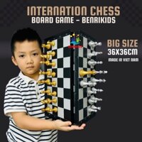 Bộ Cờ Vua Cao Cấp Mạ Vàng - Bạch Kim Bản Siêu To Có Nam Châm Kèm Thêm 2 Quân Hậu , Đồ Chơi Board Game Cho Bé