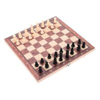 Bộ cờ vua hộp gỗ 3 trong 1 - Quân cờ nhựa ( Chess - Checkers - Backgammon)