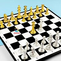 Bộ Cờ Vua Mạ Vàng Bạc Nam Châm Gấp Gọn Cao Cấp - Hàng Chính Hãng
