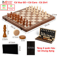 Bộ Cờ Vua Nam Châm Bằng Gỗ Tần Bì Với Lực Hút Mạnh Tặng Kèm 2 Quân Hậu Kết Hợp Cờ Đam – Cờ Caro 2 Trong 1 Gỗ Tự Nhiên