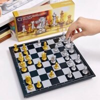Bộ Cờ Vua Nam Châm Mạ Vàng Bạc Gấp Gọn Cao Cấp 25cm - Hàng Chính Hãng