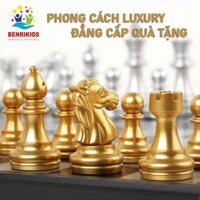 Bộ Cờ Vua Nam Châm Mạ Vàng Bạc Siêu Đẹp Bàn Cờ Gập Gọn - BoardGame Cờ Vua Quốc Tế 36x36x2cm