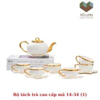 BỘ CỐC ẤM CHÉN UỐNG TRÀ ĐẠO SỨ XANH CỔ VỊT VIỀN VÀNG KÈM Đĩa PHONG CÁCH HOÀNG GIA SANG TRỌNG_Mẫu Mã Đa Dạng.