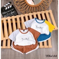 Bộ cộc bé trai bé gái Sweet Kids set 2 bộ cộc tay cho bé in hình Yum chất cotton mẫu mới 2022