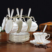 Bộ Cốc Cà Phê Sứ Xương Bộ Trà Chiều Phong Cách Châu Âu Gốm Sứ Kiểu Anh Cốc Trà Đen Cốc Nước Trà Hoa Bộ Cà Phê