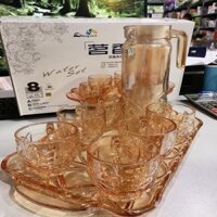 Bộ Cốc Chén + Bình Kèm Khay Thủy Tinh Pha Lê Sang Trọng