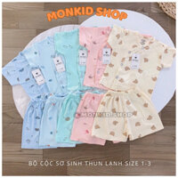 [Bộ cộc] Combo 3/5 Bộ Quần Áo CỘC TAY Chất Thun Lạnh, Bảng Màu Họa Tiết Cho Bé Sơ Sinh 0-9 Tháng
