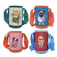 Bộ cốc giữ nhiệt trẻ em Bộ cốc nước bỏ túi đa năng Vỏ bảo vệ cốc Bộ chai nước có dây đeo chéo Gấu dễ thương Phim hoạt hình