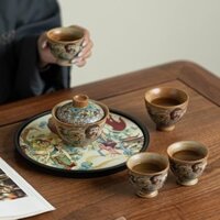 Bộ cốc gốm Du lịch bộ ấm chén cute tách uống trà Di động cốc ly uống trà gốm sứ trà pha trà Trang chủ cốc uống nước cute