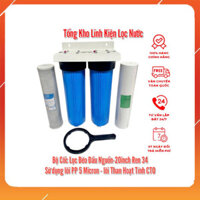 Bộ Cốc Lọc Béo 20inch Ren 34 Lọc Thô Đầu Nguồn - Lắp lọc chặn nguồn nước vào vể, vào téc, Lọc chặn các tạp chất trong nư