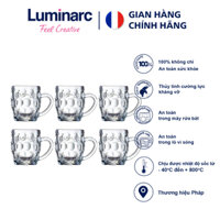 Bộ cốc (ly) bia quai thủy tinh Luminarc Britannia 6 chiếc dung tích 300ml, thủy tinh cường lực, chống xước tốt - 15706*6