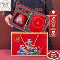 Bộ Cốc Ly Sứ Hoa Văn Cung Đình, Bộ Cốc Làm Nóng Cà Phê Sữa 55 Độ Pha Trà Cà Phê Có Đế Hâm Nóng Hẹn Giờ Có Hộp Làm Quà
