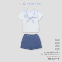 Bộ cộc Nous chui đầu áo trắng thủy thủ phối quần xanh navy
