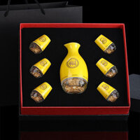 Bộ cốc rượu gốm sứ phong cách Trung Quốc cao cấp không dễ làm sạch với bình decanter, cốc rượu nhỏ gia đình, bộ hộp quà sáng tạo