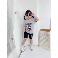 Bộ cộc tay bé gái, Bộ quần áo trẻ em Mickey Chất Cotton Mềm Mát Màu Cực Đẹp Cho Bé 8-20kg