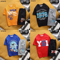 BỘ CỘC TAY BÉ TRAI HÀNG SIZE ĐẠI Janeshop,  Bộ cotton cộc tay bé trai , quần túi hộp 23-58kg mã BTĐ010