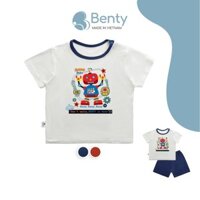 Bộ cộc tay cài vai Robot BENTY BT048 cotton mềm mịn mát, đồ bộ dễ thương cho bé trai, bé gái