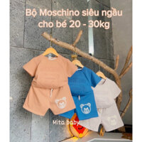 Bộ cộc tay cho bé in gấu Moschino - quần áo trẻ em mùa hè phong cách Hàn Quốc