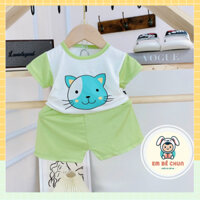 Bộ Cộc Tay Cho Bé Từ 6-16 Kg Chất Vải Thun Lạnh Họa Tiết Chú Mèo EM BÉ CHUN - EBC67