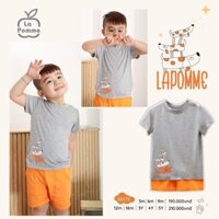 Bộ cộc tay chú chó vui nhộn La Pomme cho bé trai 6 tháng đến 9 tháng SS173