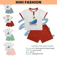 Bộ cộc tay cổ trụ BENTY in hình thuyền BT037 cotton thấm hút mồ hôi, đồ trẻ em cao cấp