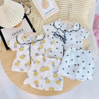 Bộ cộc tay cotton xốp bo viền FiniQ Mã F001 size 1-7 tuổi - Hoạ tiết xinh xắn - Chất vải mát - Mềm mịn - Không nhăn
