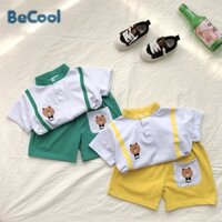 Bộ Cộc Tay Gấu 2 Dây Cho Bé Chât Cotton Mịn Cao Cấp BeCool, Đồ Bộ Hè Siêu Xinh Cute Cho Bé Từ 10-27kg