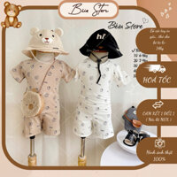 Bộ cộc tay in gấu , thỏ hoạ tiết siêu cute ko kèm mũ , túi , dép cho bé 6-14kg