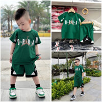 Bộ cộc tay JODAN xanh thể thao cho bé(9-40kg)vải cotton thoáng mát cá tính