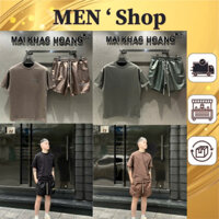 Bộ Cộc Tay Nam Ét Sen In Chữ Trước Ngực Phối Quần Gió - Bộ Quần Áo Nam Chất Liệu Cao Cấp Hottrend