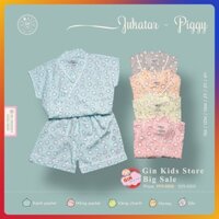 Bộ Cộc Tay Pijama Yukatar Cài Chéo - HRNEE Chính Hãng - Gin Kids Store Đồ Ngủ  Bé Trai,Bé Gái, Màu Xanh,Vàng,Hồng