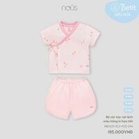 Bộ cộc tay vạt lệch màu hồng in họa tiết Nous Petit ( quả cam )