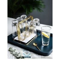 Bộ cốc thủy tinh cao cấp + giá úp cốc