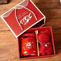 Bộ Cốc Và Khăn Cốc Hộp Quà Tặng Bộ Cốc Gốm Ấm Cốc Có Thìa Và Túi Bảo Quản Gấp Z7n0