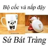 Bộ cốc và nắp đậy sứ Bát Tràng 450ml