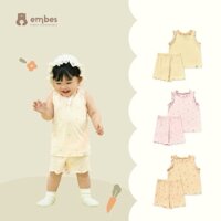Bộ Cộc Viền Bèo Cho Bé Embes, Bộ Quần Áo Cộc Tay Mùa Hè Chất Thun Cotton Cho Bé Gái Size 8-18kg