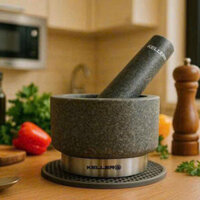 Bộ cối chày đá Granite nguyên khối KELLER (Tặng kèm miếng lót silicone)