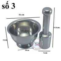 Bộ cối chày inox đâm tiêu giã tỏi đa năng cỡ số 3 tiện lợi