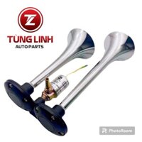 Bộ còi hơi 2 loa xịn điện áp 12v /24v cho ô tô xe tải (có bình hơi) hàng chính hãng cao cấp loại 1