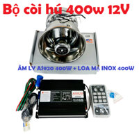 BỘ CÒI HÚ 400w: AMPLY AS920 + LOA TRÒN MẠ INOX sang bóng: dùng cho xe cứu hộ, cứu thương, xe công.