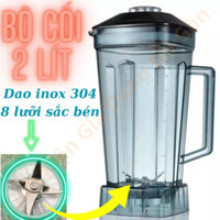 Bộ cối máy xay sinh tố công nghiệp dung tích 2 lít, ca nhựa chịu nhiệt nóng lạnh, dao xay 8 cánh inox 304, nhông inox