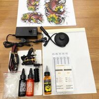 Bộ Combo 1 máy xăm trung cấp WORM HOLE , kèm 2 mực xăm và gel in hình
