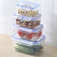 Bộ combo 4 hộp nhựa nhiều size có nắp gài đựng thực phẩm, đựng đồ tủ lạnh